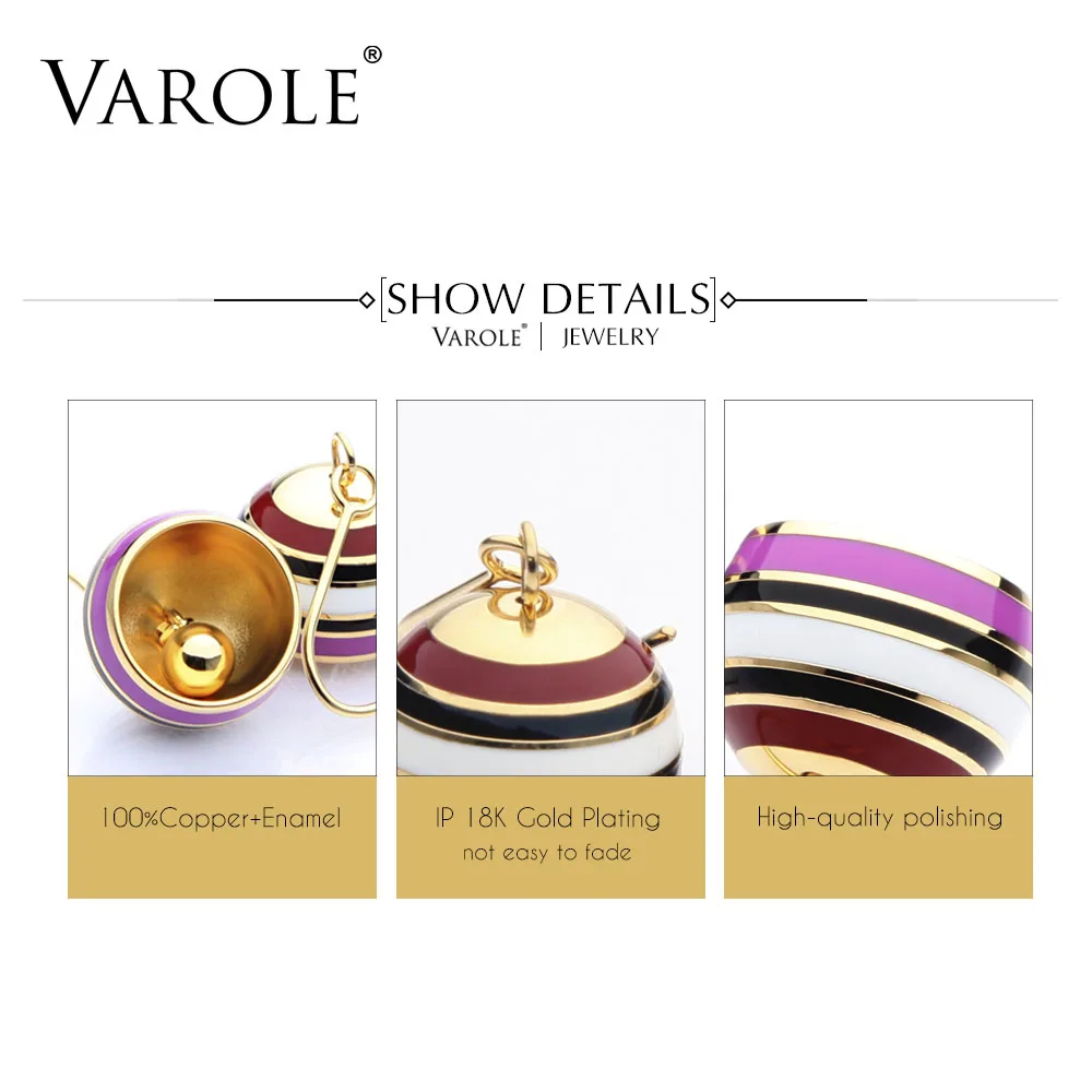 Gold Tone Enamel Bell Dangle Drop Earrings for Women