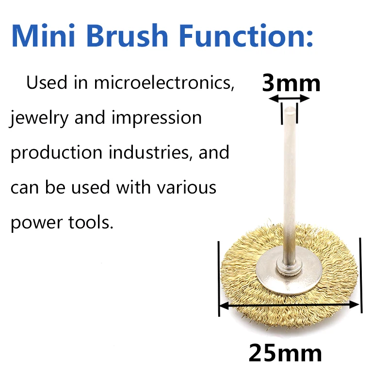 Dremel 로타리 공구 액세서리 연마 액세서리 T 타입 용 10pcs 3.0mm 생크 미니 황동 와이어 브러시, 미니 브래스 와이어 브러시