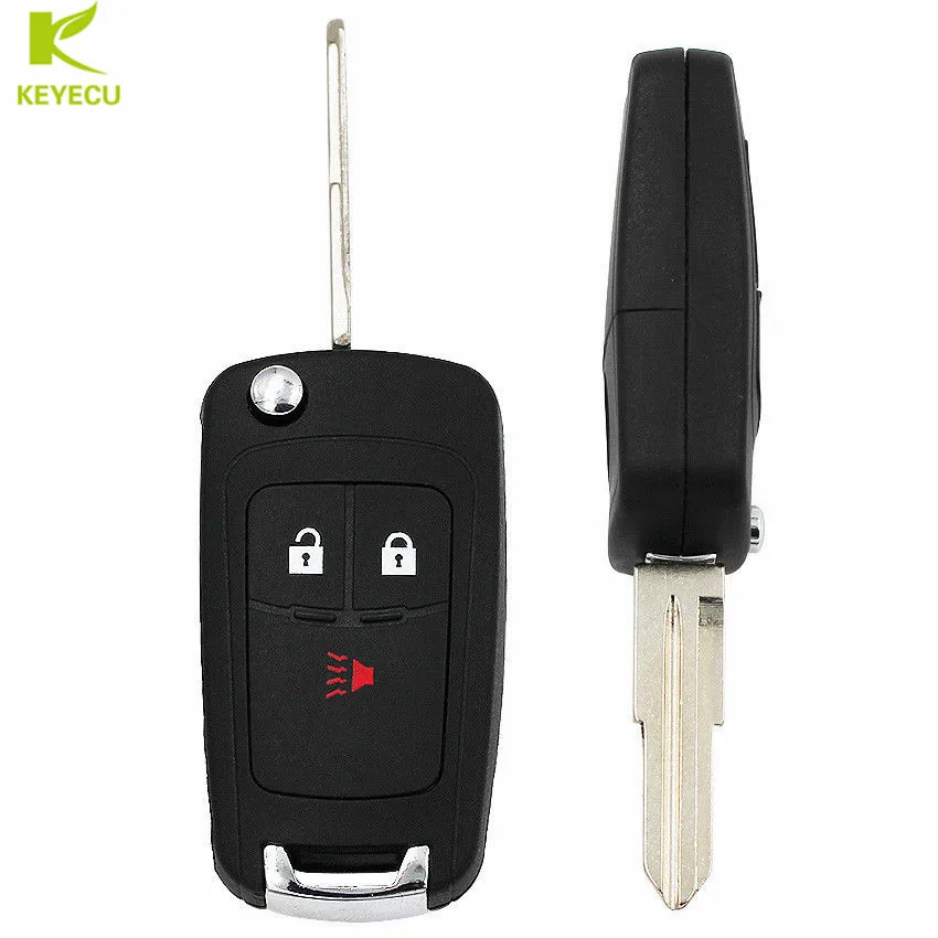 KEYECU Replacement Folding Flip Remote Car Key Shell Case 3 Button for Chevrolet Spark 2012 2013 2014 2015 2016