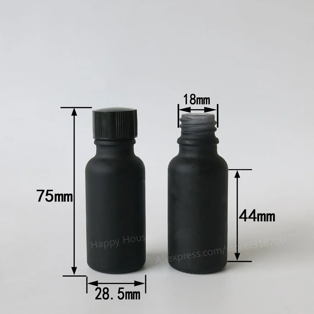 360 x 20ml Empty Nail polish Bottle, 20cc Frosted Black Glass Oil Bottle With Lined Brush Cap, Matte Glass Packaging Container