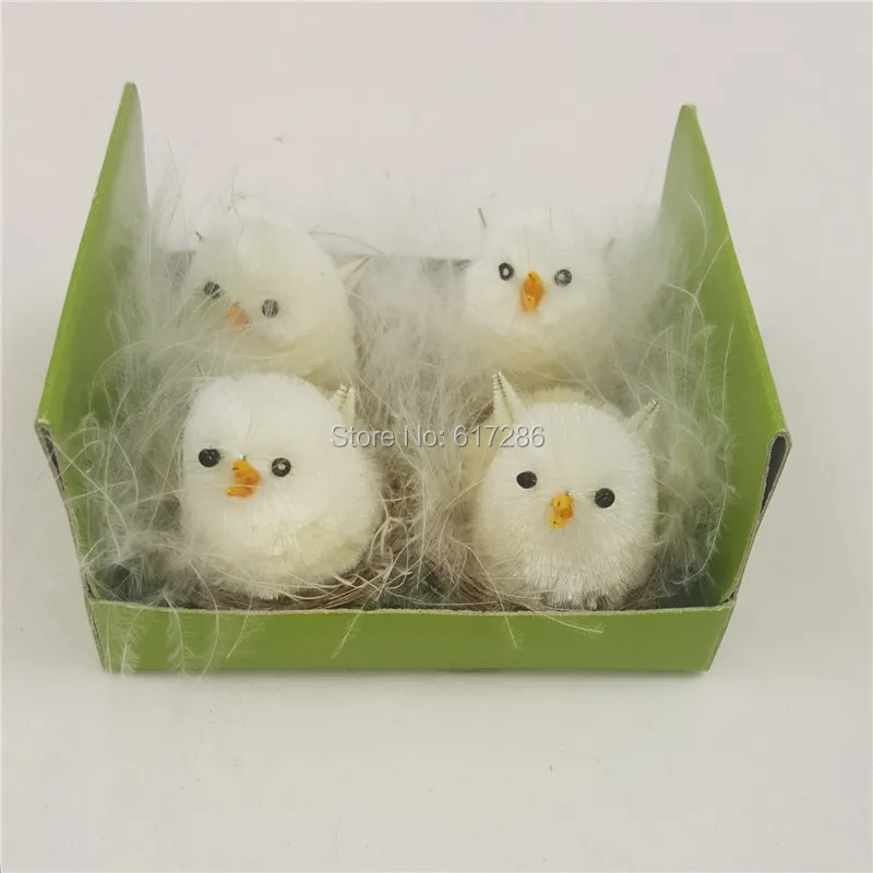 

Пасхальная курица Упаковка из 4 комплектов белых цыплят из синели с гнездом Пасхальная шляпа Орнамент Пасхальные сувениры для домашней вечеринки