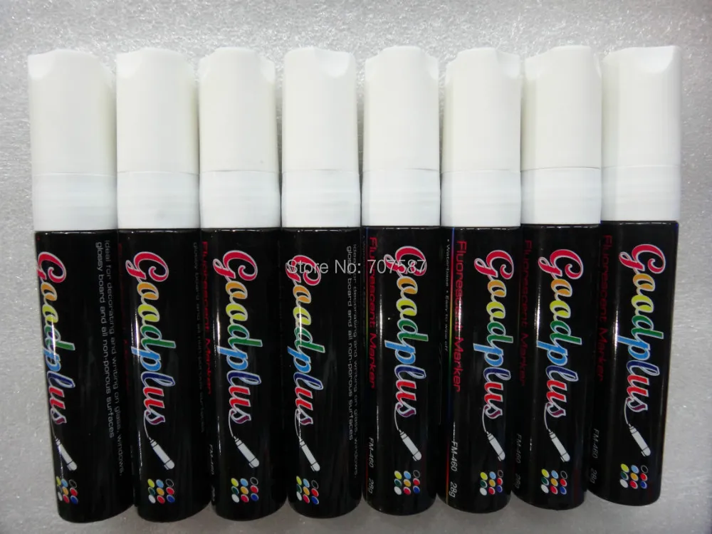 Flashcolor Neon Fluorescent Liquid Chalk MARKER ปากกา BOARD Sign 15 มม.สีขาว 8pcs