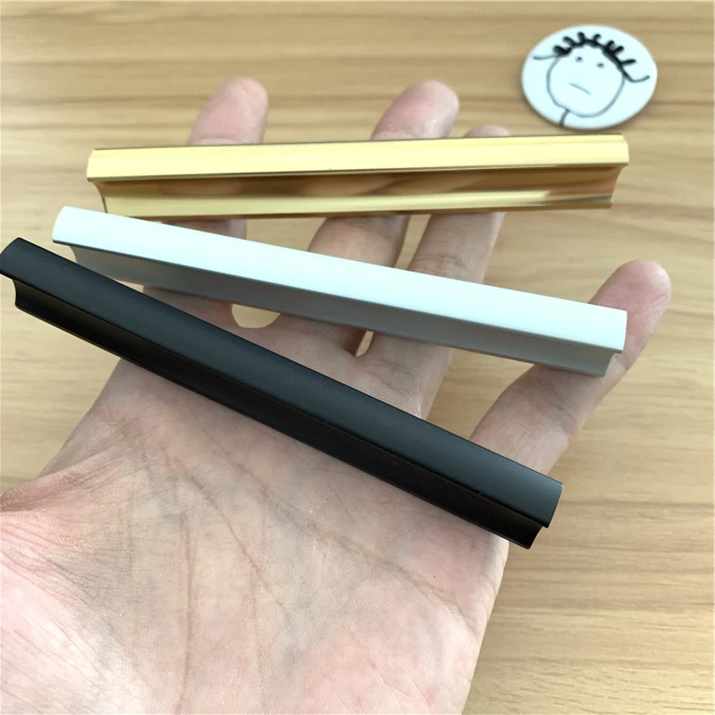 LCH Gold Black Color Aluminium Alloy Flush Pull Drawer Handle Cabinet Handle Drawer Pull Door Knobs 32 64 96 128 256mm