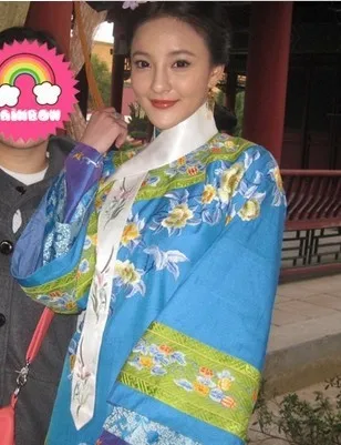 TV Play Bubujingxin Qing Dynasty Princess Costume Qizhuang Princess MingYu Blue Embroidery Costume Actual Picture Winter