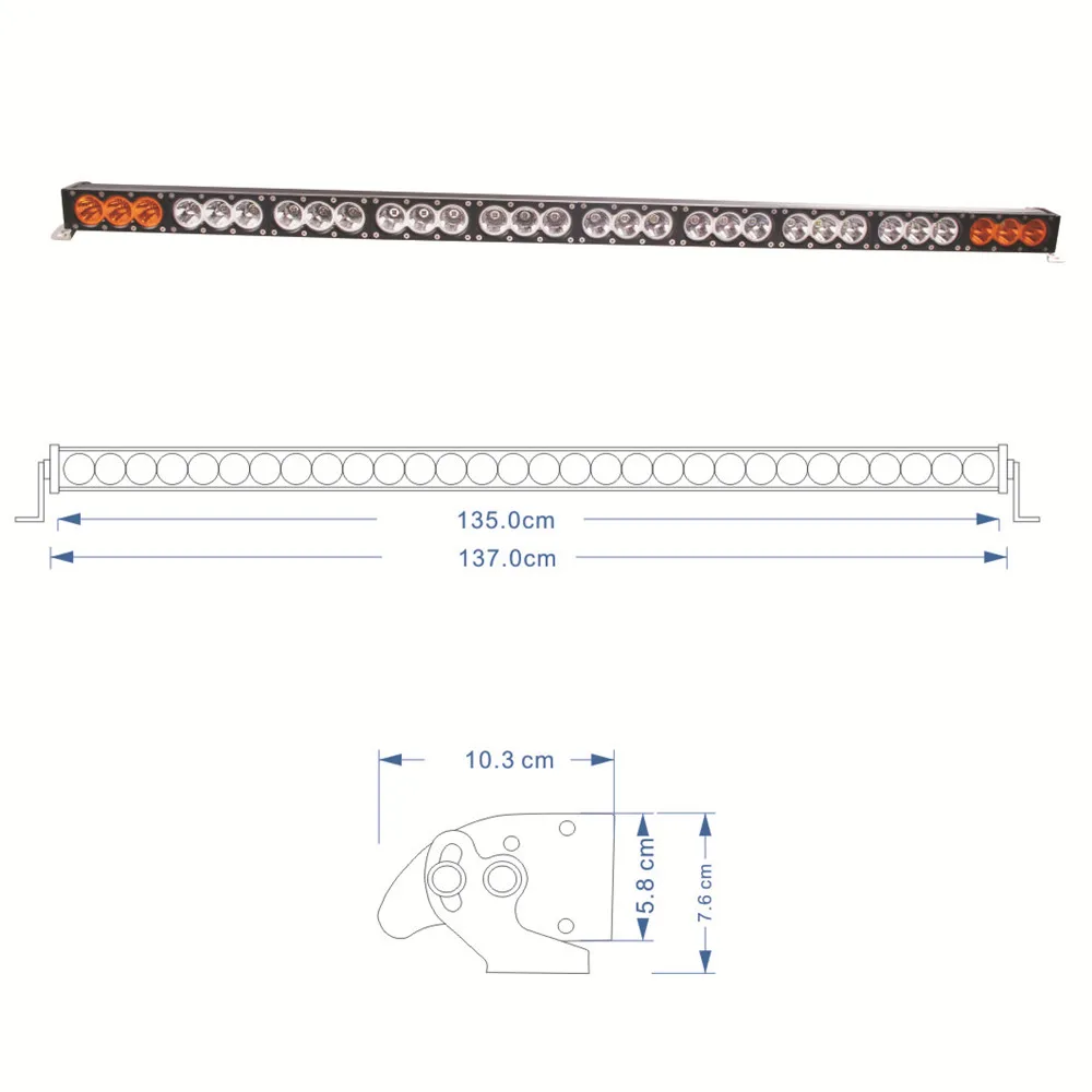 54Inch 300W LED Light Bars For Trucks Offroad Tractor 4X4 Boat Jeep Combo Beam 12V 24V Car Driving Lamp White + Amber