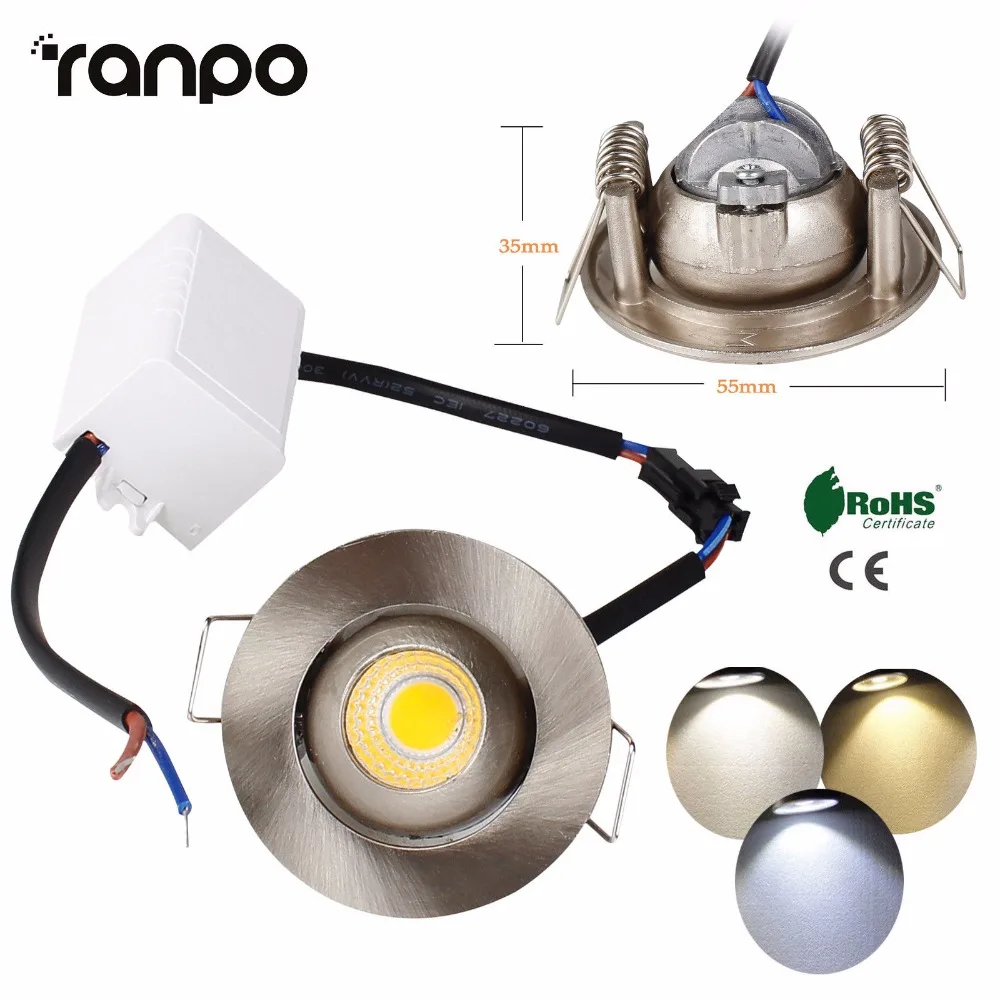 

Mini 3W Recessed LED Ceiling Light COB Downlight Spotlight Bulb Lamp AC 85V-265V Aluminum Home Lighting Warm Cool White