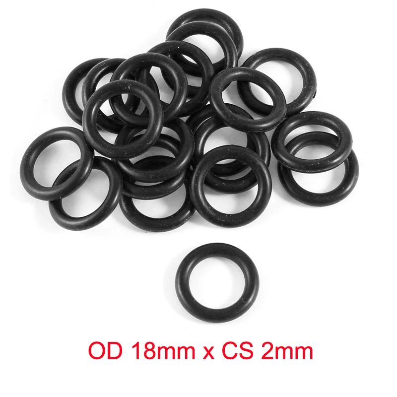 

OD 18mm x CS 2mm NBR Black Nitrile Rubber Sealing O Ring Seal Washer Grommets