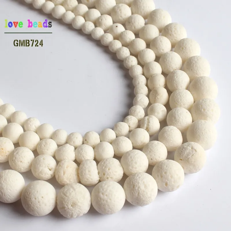 Natural White Sponge Coral Round Spacer Beads for Jewelry Making Beaded Bracelet DIY Jewelry 15\