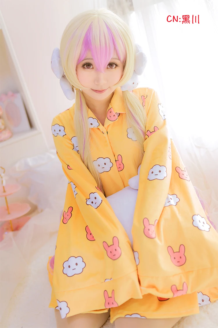 Japanese Anime Magical Girl Raising Project Cosplay Costumes Nemurin Women Pajamas Sleepwear Coat Nightdress Nightgown Outfit