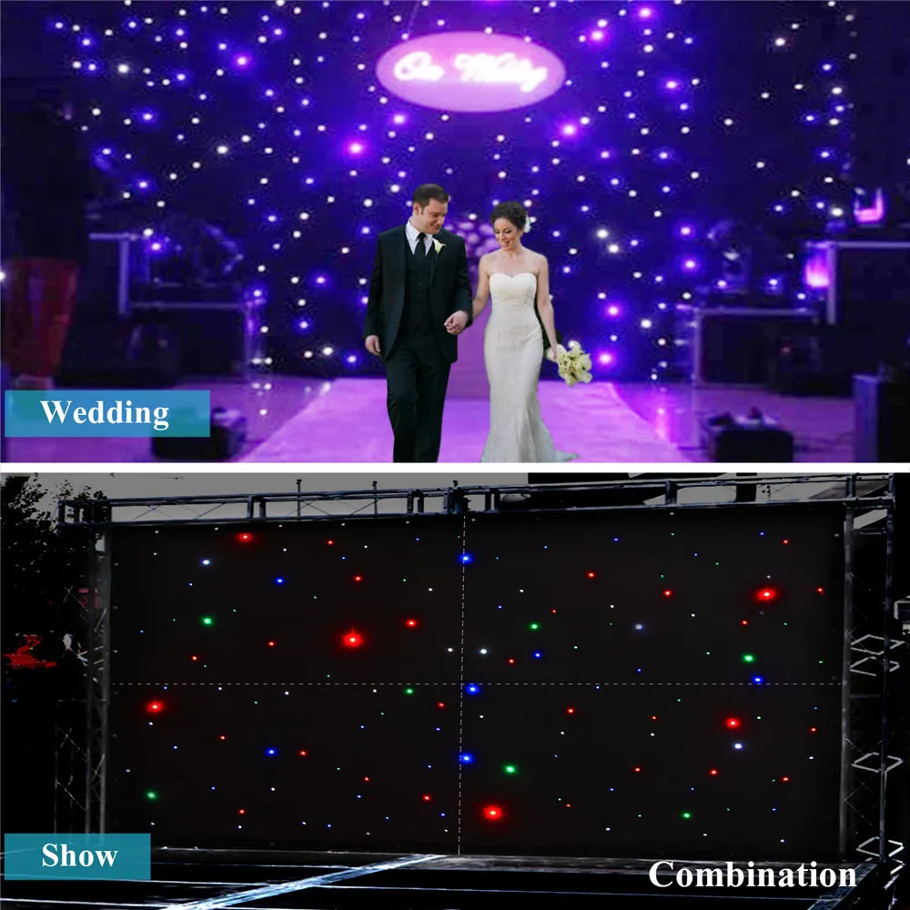 1.5x4Mtr  RGBW LED Star Cloth Backdrop DJ Disco Led Star Vision Cloth With Controller System