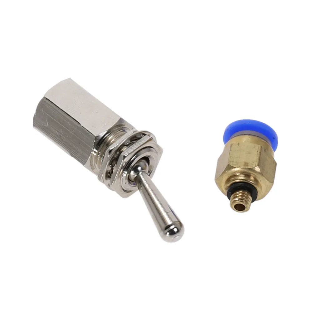 Exhaust valve Position 2 Way ON/OFF M5 Thread Toggles Switch TV-3S 2  Air Pneumatic Mechanical Valve w Fiittings