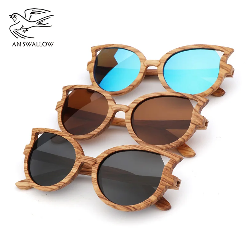 2022 Luxury Design Fashion Women\'s Zebra Wood Sunglasses Polarized UV400 Butterfly Cat Eye Sunglasses Women With Wooden Case
