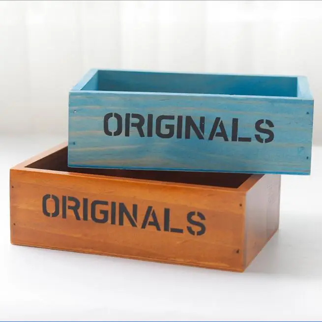 Popular Wooden Desk Storage Box Office Home Desk Decoration Table Pen Keychain Organizer Holder Stationery Flower Wooden Box