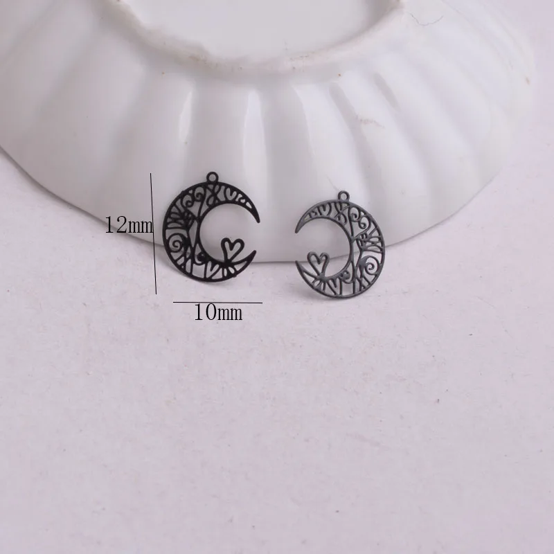 100 Stück AC2806 10mm*12mm Mond-Anhänger, Mond- und Herz-Motive, Kleine Schmuckteile, DIY-Schmuckzubehör – Detail 4