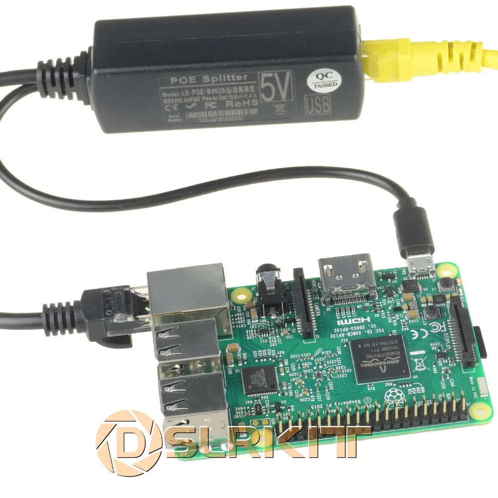 Imagem -06 - Dslrkit Atividade Poe Splitter Power Over Ethernet 48v para 5v 2.4a Micro Usb Raspberry pi Pcs