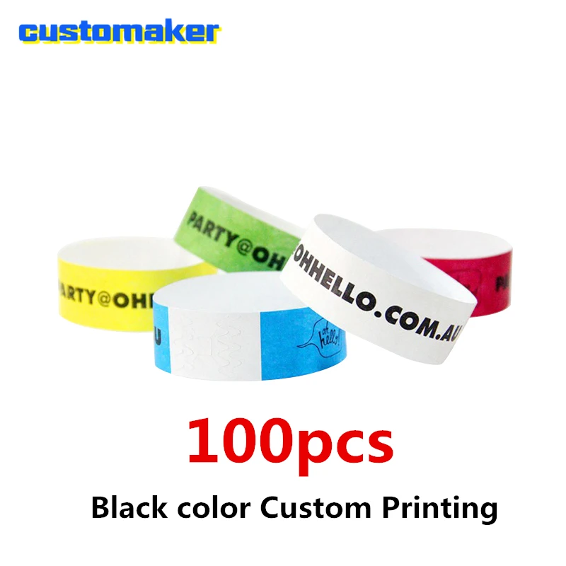 Custom Logo Wristband for Events Party Printing, Paper Wrist Band, Cheap Customized ID Bracelet for Entrance, 100Pcs