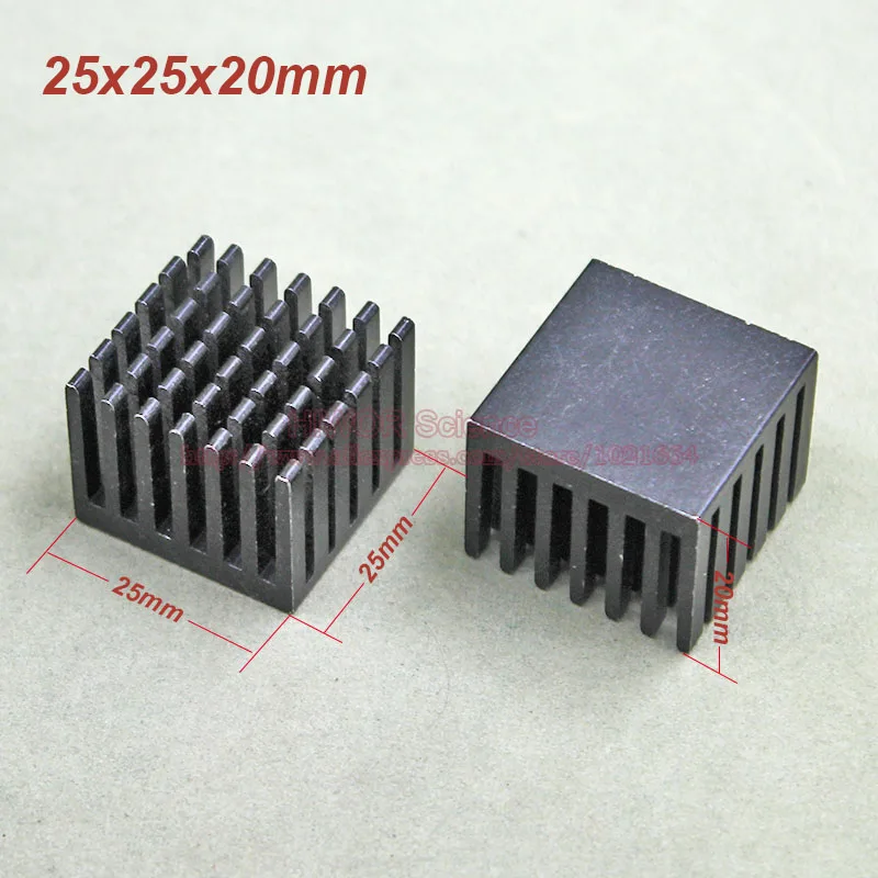 (20pcs/lot) Aluminum Black Heat Sink Heatsink Radiator 25mm*25mm*20mm For integrated circuit IC MOS Transistor