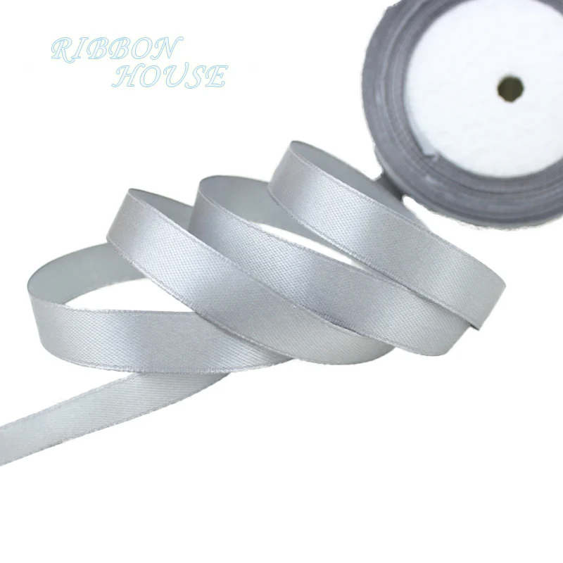 (25 yards/roll) Grey Single Face Satin Ribbon Wholesale Gift Wrapping Christmas ribbons