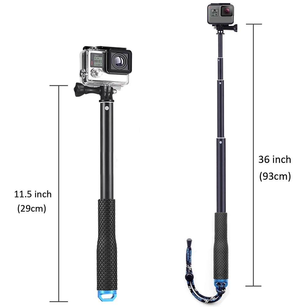 ขาตั้งกล้องอลูมิเนียมขนาด36นิ้วสำหรับ GoPro HERO 8 9 Black Silver SJCAM Sj7 Yi 4K