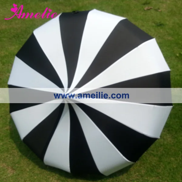 

8pcs/lot Wholesale Cheap Straight Pagoda umbrella Black and White Stripe Patterns Sun Umbrella available in Stock