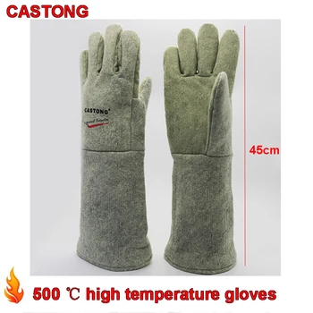 CASTONG Luvas de alta temperatura de 500 graus 45 cm Luvas de proteção contra incêndio de alta temperatura forno Cozimento Luva de segurança anti-queimadura