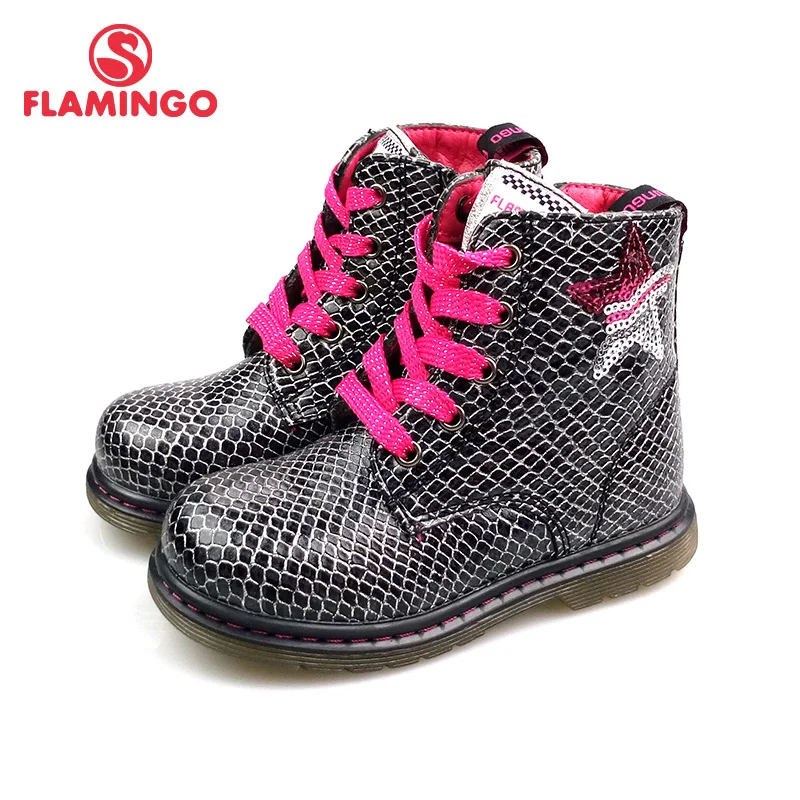 FLAMINGO Autunno Boot antiscivolo Tenere In Caldo Per Bambini Lace-Up & Zip Dimensione di Avvio 22-28 Del Capretto scarpa per la Ragazza di