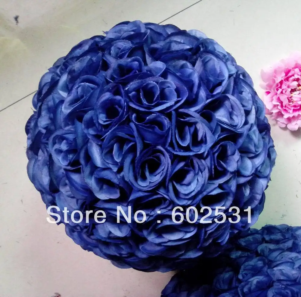 SPR 40cm royal blue wedding silk kissing ball purple-plastic inner pomander kissing ball