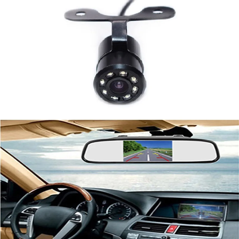 Cámara de visión trasera Universal, cámara de marcha atrás LCD de 4,3 ", imagen de navegación para coche, sistema de estacionamiento retrovisor, accesorios LCD de 7"