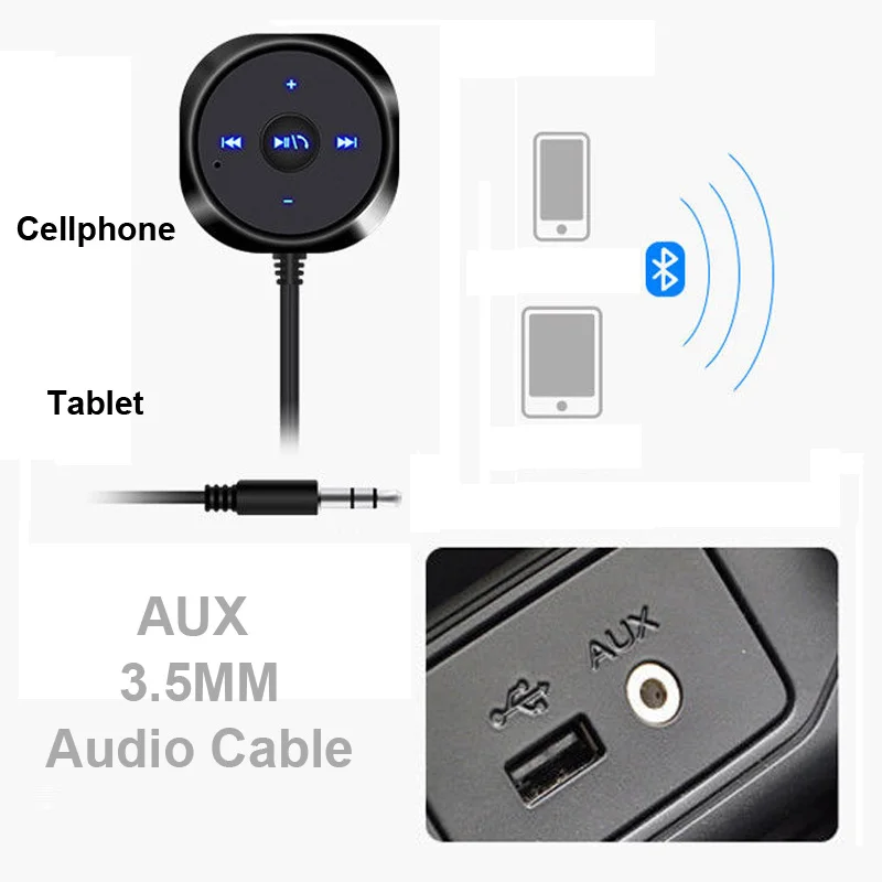 Kit receptor automotivo vorlo aux, bluetooth, 3.5mm, sem fio, adaptador para alto-falante automotivo com microfone, receptor de música estéreo