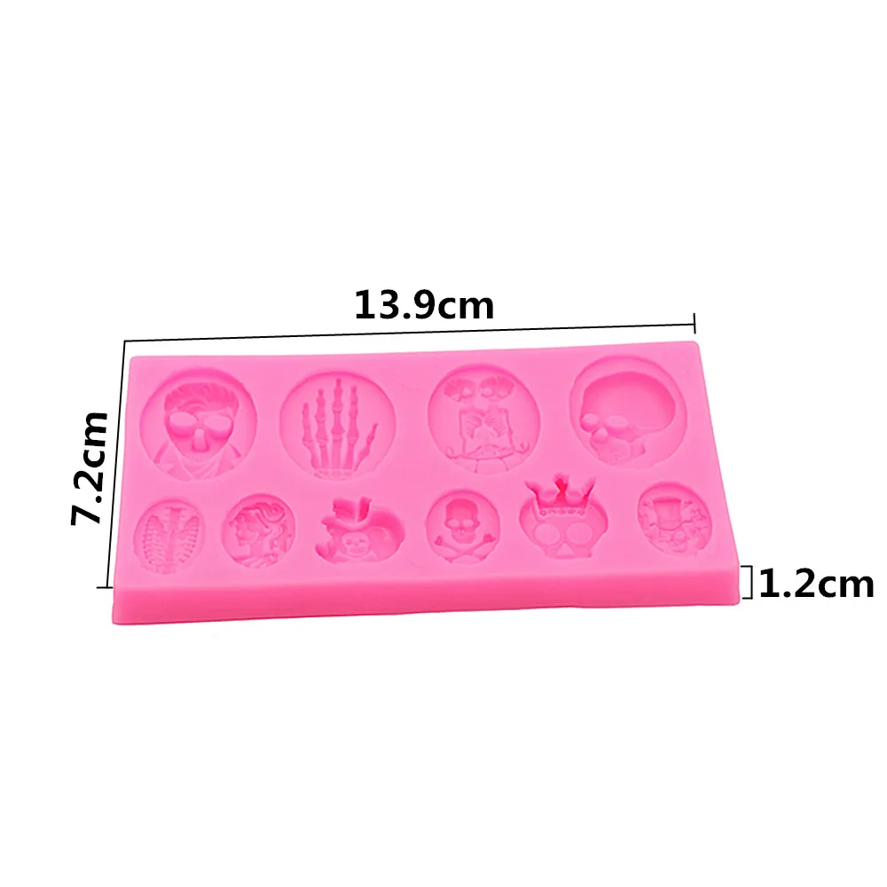 New Arrival Free Post New Models Diy Halloween Skull Series Collection Fondant Cake Decorating Green Liquid Bakeware Mold