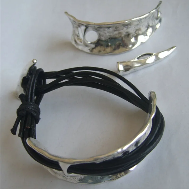 5 Sets  Antique Silver Color Bangle Clasp Findings Acessorices Round Leather Cord Making