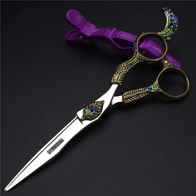 Retro professional barber shop hairdressing scissors 6.0 440c 7 inch hair cutting thinning shears kit  tesoura makas barbearia