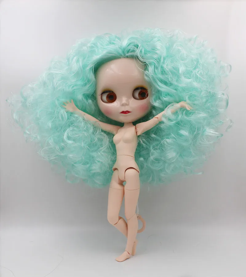 Blygirl,Blyth doll,Turquoise burst curls, nude dolls, 1/6 body, 19 joint body, can be worn for her clothes and makeup