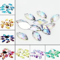 Crystal Acrylic Horse eye Shape Rhinestone Decorate Nail art 100Pcs Flat Back Marquise Earth Facet Decorative Nail Drill