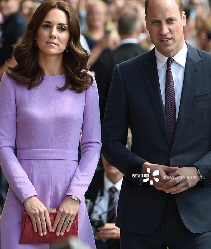 Princess Dress Fashion Kate Middleton Purple Dress long sleeve women pleated  Dres