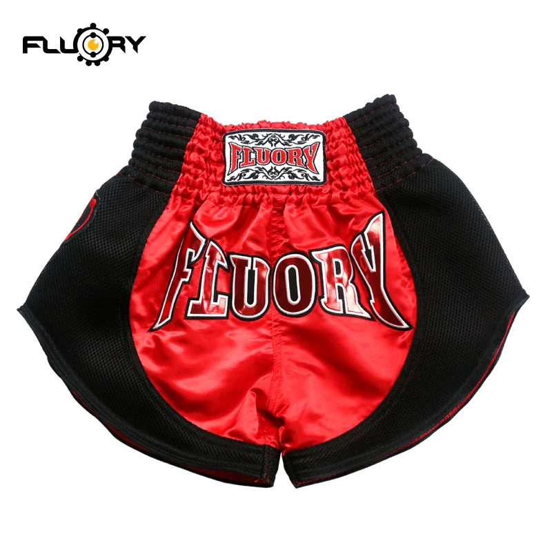 Pantaloncini con toppe ricamate retrò fluory 100% poliestere pantaloni da allenamento unisex mma boxing trunks