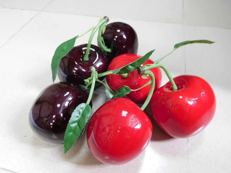 Child Red Black Cherry Fruit Foam Toys Model Simulation Food Educational Kid Pretend Play House Kitchen Decorative Toy 2021