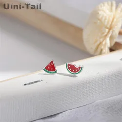 Uini-Tail hot new 925 Tibetan silver Korean fashion cute watermelon earrings personality fashion cute fruit earrings ED270