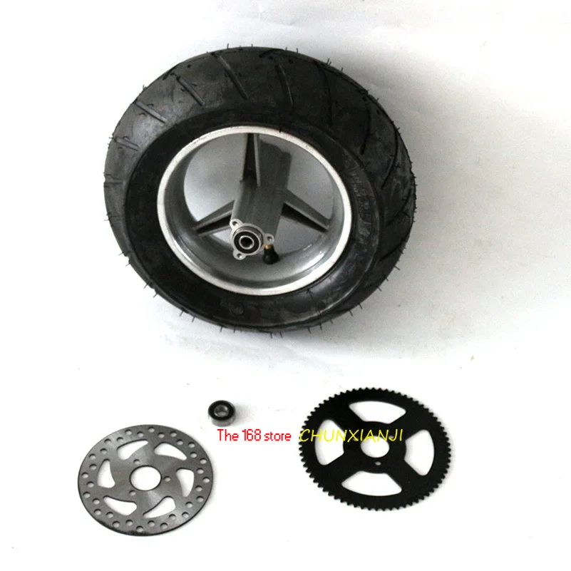 90/65-6.5 tubeless /vacuum tire Rear Wheels with Brake Disc rear sprocket for 47cc/49cc 2 stoke Mini pocket bike wheel & dis