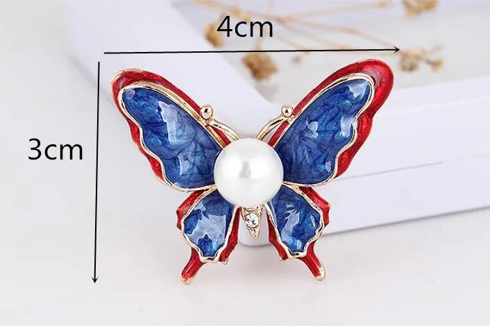 Utei Jewelry Retail Hot Selling Amazing Ren Adn Blue Color Enamel Cute Butterfly Brooch Women Garment Accessories Pin Corsage