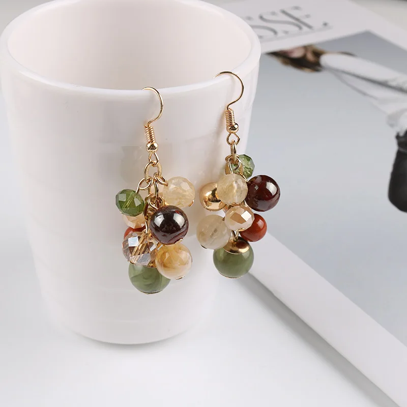 Colorful Acrylic Swirl Beads Clip on Earrings Without Piercing Personality for Women Girl Prom Party Fashion Earrings Jewelry