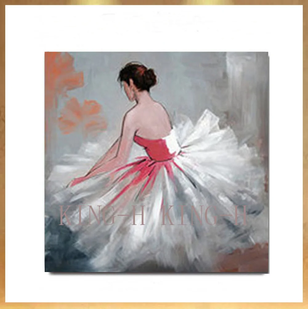 Hand-painted oil painting character abstract beauty girl dance ballet gules sofa decorate children room hall hotel bedroom