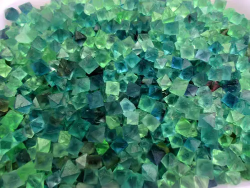 1000g+ Beautiful Blue & Green Fluorite Octahedron Crystals - Bulk Lot care