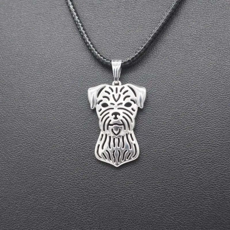 Fashion Rope Chain Women's Alloy Cutout Pendant Necklaces Lovers Jewelry Metal Pet Border Terrier Necklaces