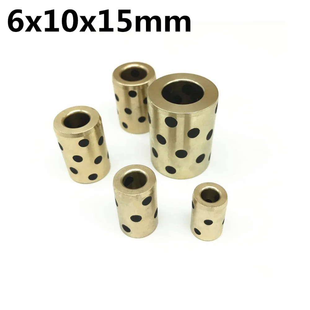 6x10x15mm Linear Graphite Copper Set Bearing Copper Bushing Oil Self-lubricating Bearing JDB