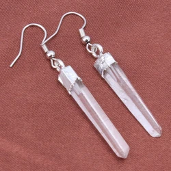 Natural Rock Crystal Pillar Irregular Shape Earring White Crystals Dangle Hook Stone Earrings Women Girls Jewelry Gifts