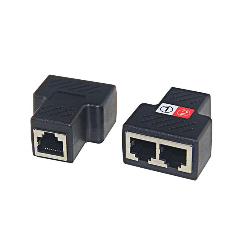 1Pair RJ45 Splitter Adapter, RJ45 Female 1 to 2 port Female Ethernet Coupler,Supports two devices access internet simultaneously