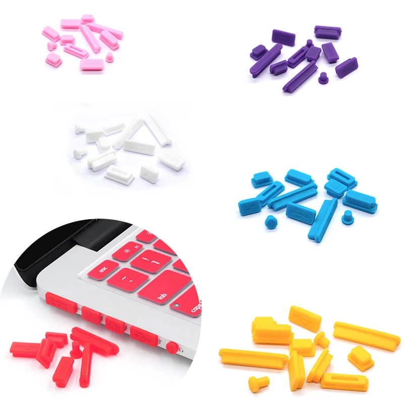 Hot Selling 1set Silicone Data Port Anti Dustproof Plugs For MacBook pro air retina 13/15inch Dust Plug Stopper Cover Set