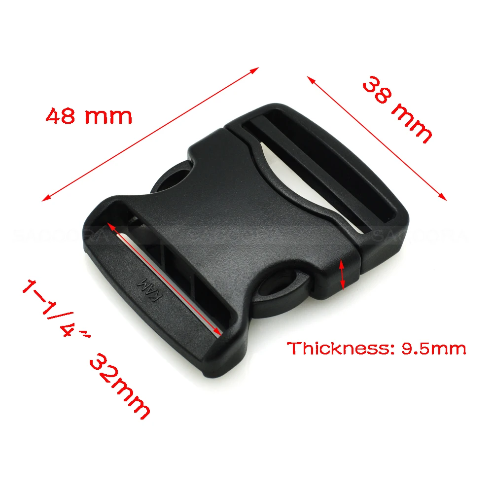 10pcs Heavy Duty Adjustable Quick Side Release Plastic Buckles Detach Buckle Belt Clip Backpack Accessories Black