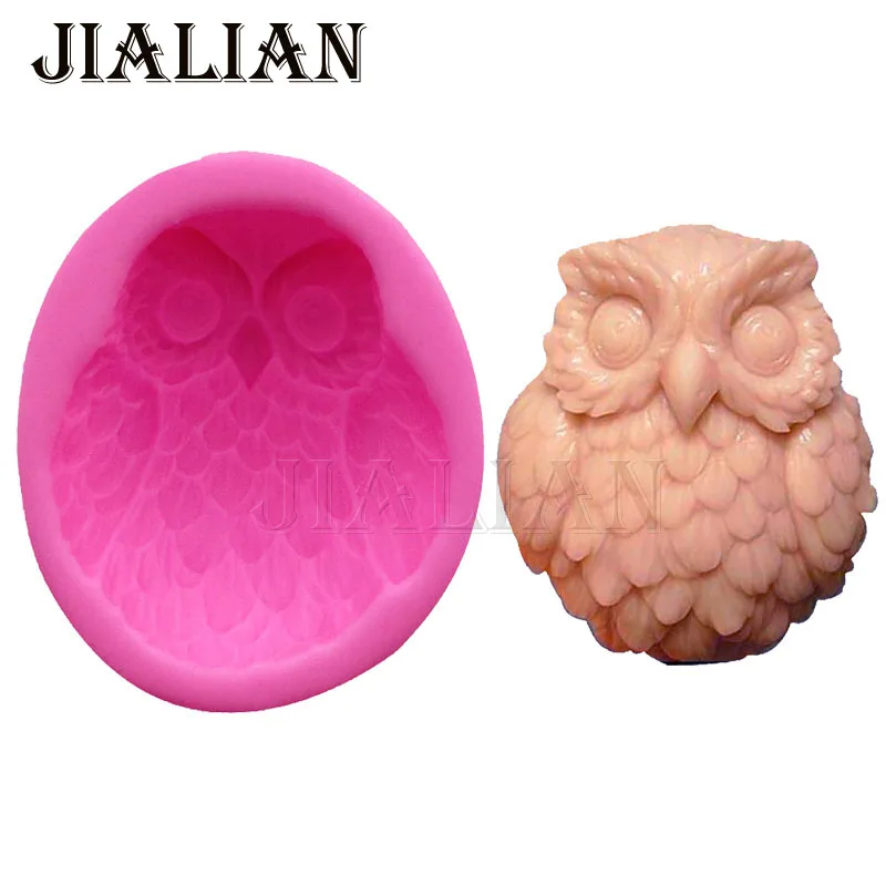 3D Owl silicone mold for soap and candles makinganimal mould Diy Craft Molds gumpaste clay/rubber Kitchenware Bakeware T-0870